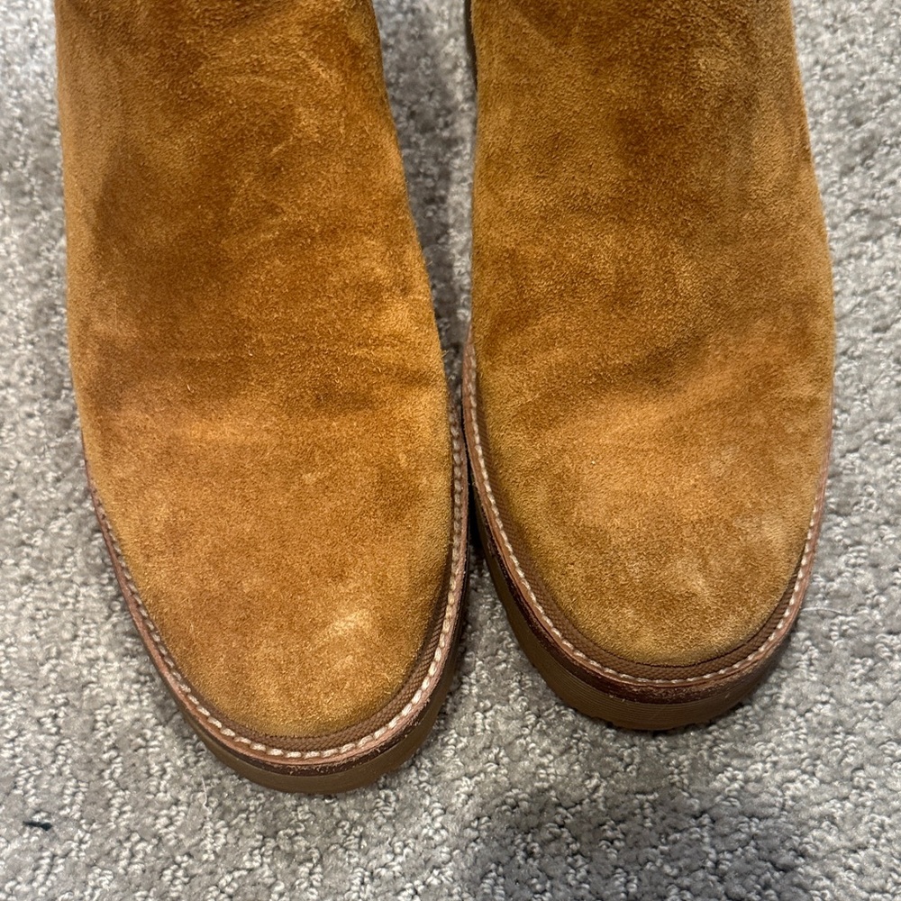 Tory Burch Suede Heeled Chelsea Boots in Cognac - Picture 2 of 5